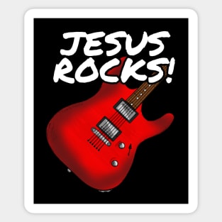 Jesus Rocks Electric Guitar Church Guitarist (Red) Sticker